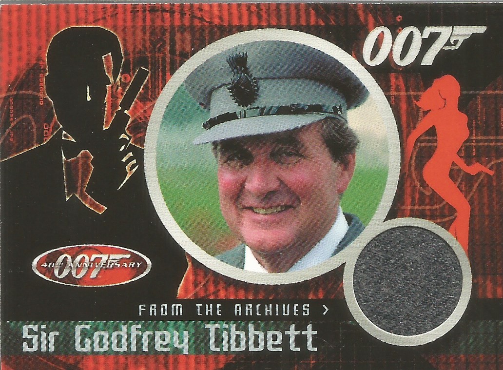 James Bond Patrick Macnee worn piece of costume trading card includes piece of material worn in A