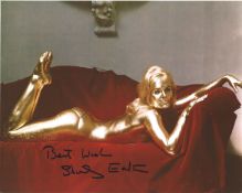 Shirley Eaton Handsigned 10x8 colour Photo. Eaton gained her highest profile for her iconic