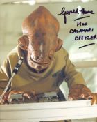 Star Wars 8x10 photo signed by actor Gerald Home as the Mon Calamari officer. Good condition. All