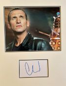 Dr Who. Christopher 9th Doctor Eccleston Handsigned Signature Card with 10x8 Colour Photo, Matted