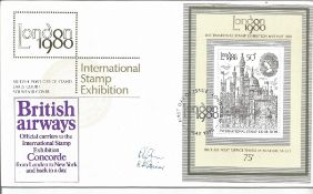 Concorde Flown and signed FDC to commemorate the British international stamp exhibition. Signed.