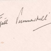 Edith Summerskill signature card. British physician, feminist, Labour politician and writer. She was