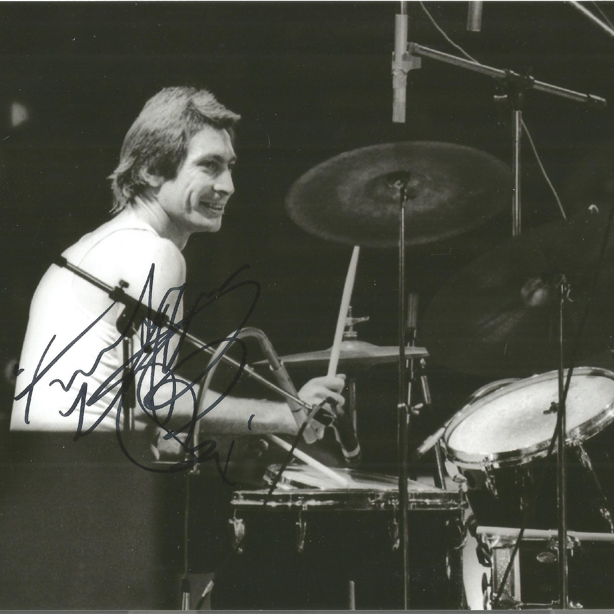 Charlie Watts signed 10x8 B/W photo. Charlie Watts is best known as the drummer for the Rolling