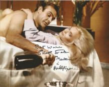 Shirley Eaton as Jill Masterson James Bond signed 10x8 inch colour photo appearing with Sean Connery