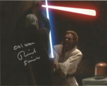 Star Wars 8x10 photo signed by actor Richard Stride who was Obi Wan Kenobi's body double in this