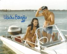 Martine Beswick signed 10 x 8 inch colour James Bond photo on boat with Sean Connery. Good