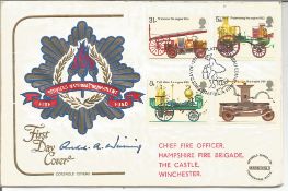 Signed Fire FDC to commemorate the Fire Service National Benevolent Fund. Signed by chief fire