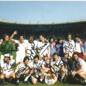 West Ham FA Cup winners multiple signed photo. Signed by nine inc. Billy Bonds, Alvin Martin, Phil