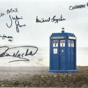 Dr Who Tardis signed 10x8 colour photo signed by Christopher Ryan, Isla Blair, Julian Glover, John