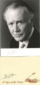 John Mills signed 6x4 black and white photo together with a small, signed card titled A Sign of