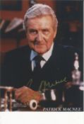 Patrick Macnee of the T V Series The Avengers 6x4 inch signed colour photo. Good condition. All