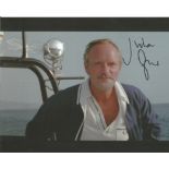 Julian Glover signed 10 x 8 inch colour James Bond photo on speedboat. Good condition. All