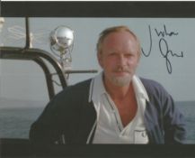 Julian Glover signed 10 x 8 inch colour James Bond photo on speedboat. Good condition. All