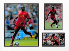 Football Sadio Mane 16x12 overall Liverpool mounted signature piece includes one signed and two