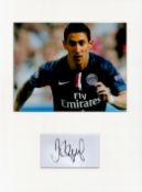 Football Angel Di Maria 16x12 overall Paris St Germain mounted signature piece includes signed album