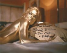 Shirley Eaton signed James Bond 10x8 inch colour photo Goldfinger also signed cast name Jill