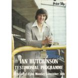 Footballer Ian Hutchinson signature on paper attached to a large format brochure for his testimonial