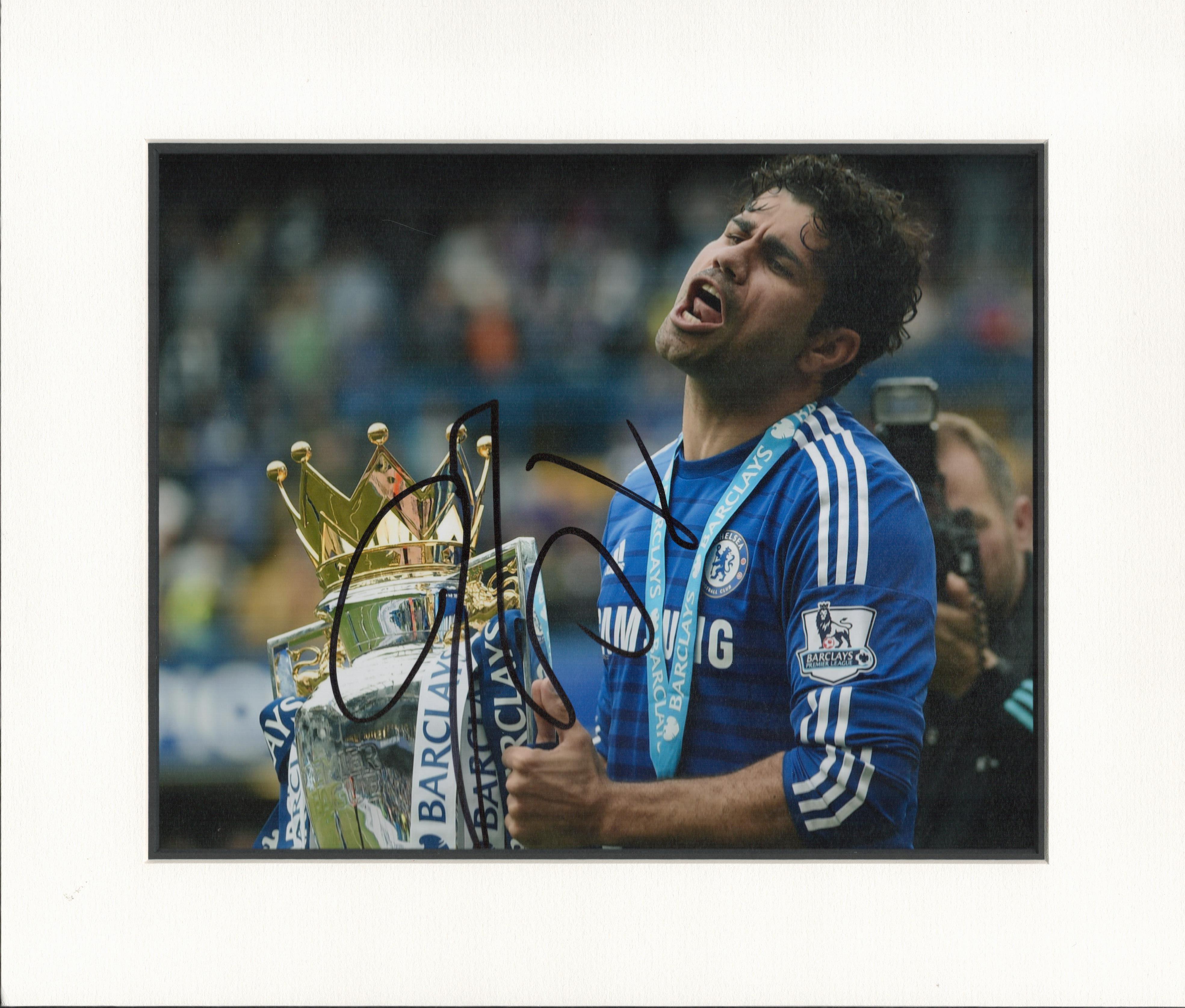 Football Diego Costa signed 13x11 mounted colour photo pictured celebrating during his time with - Image 2 of 2