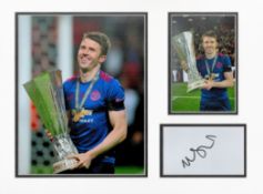 Football Michael Carrick 16x12 overall Manchester United mounted signature piece includes a signed