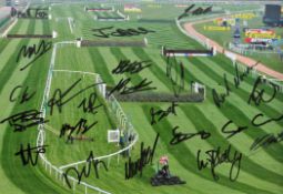 Horse Racing. Grand National Jockeys Signed 18x12 Colour photo. 22 signatures in total including