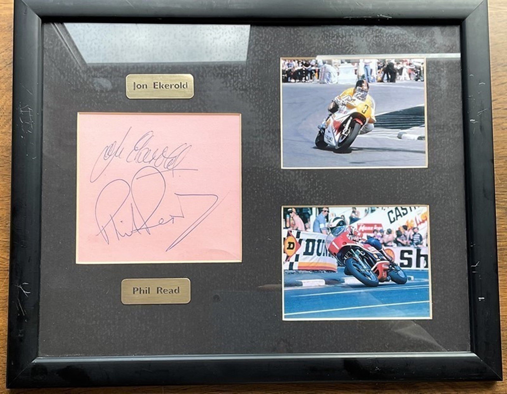 Motor Cycling Jon Eckerold and Phil Read 16x12 mounted and framed signature piece includes signed