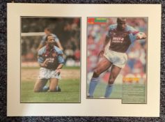 Football Cyrille Regis 19x15 overall Aston Villa mounted signature piece includes a signed colour