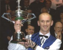 Snooker Peter Ebdon 10x8 Signed Colour Photo Pictured Holding The World Championship Trophy. Good