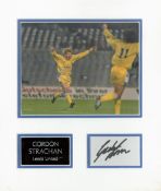 Football. Leeds United. Gordon Strachan Signed Signature card attached to a 7x6 colour photo and a