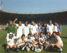 Football Ray Stewart 10x8 Signed Colour Photo Pictured Celebrating Wih His West Ham Team Mates After