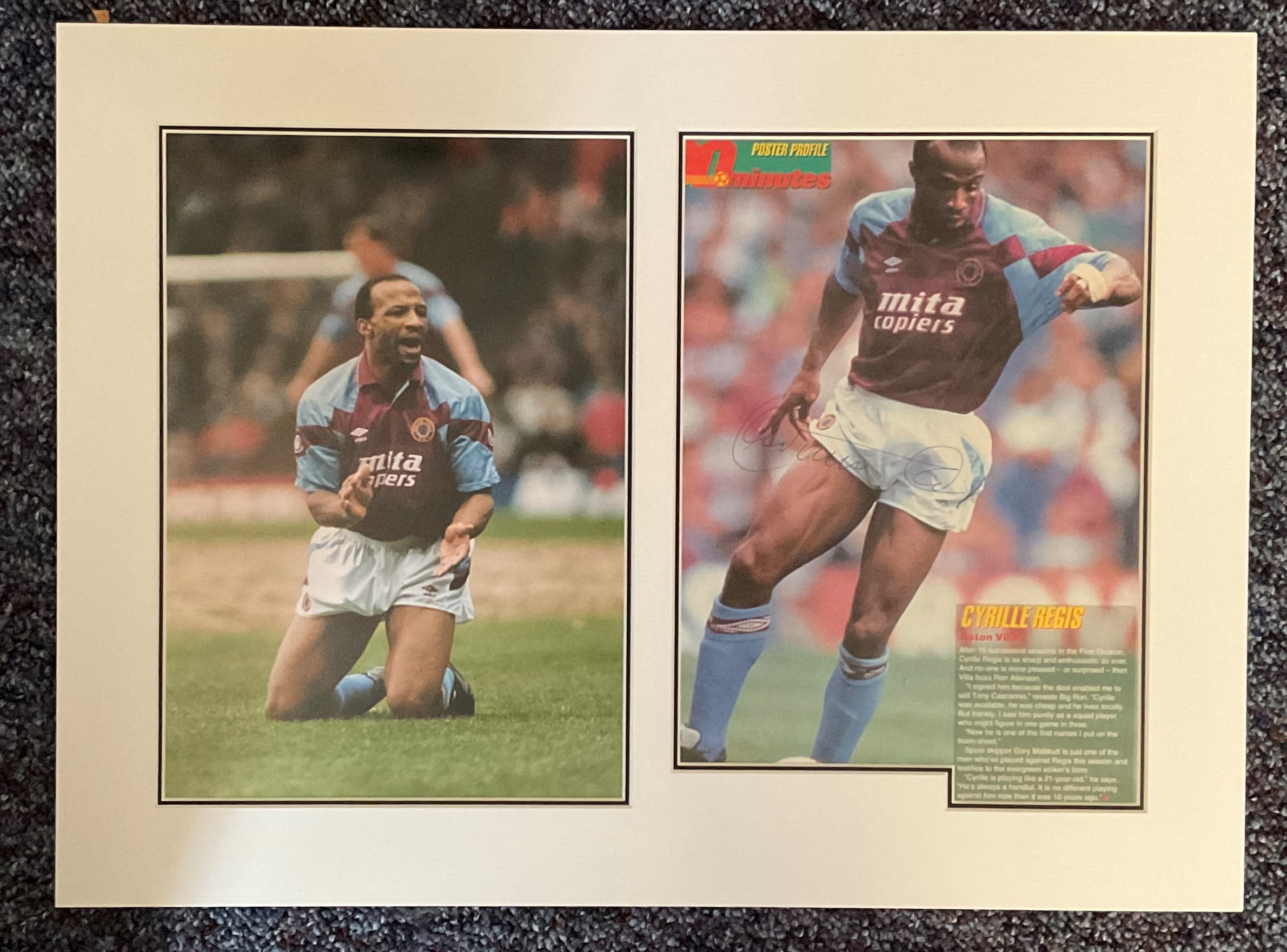 Football Cyrille Regis 19x15 overall Aston Villa mounted signature piece includes a signed colour - Image 2 of 2