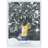 Carlos Alberto 16x12 handsigned colourised, Black and white photo, Autographed Editions, Limited