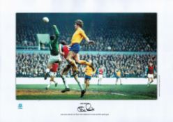 Football. Everton FC. Joe Royle Signed 17x12 colour photo. Photo shows Royle Soaring above the