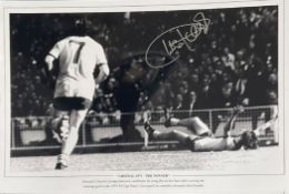 Charlie George signed 16x12 black and white print Arsenal 1971 The Winner. Arsenal Charlie George