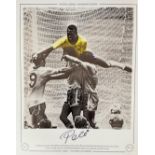 PELE Handsigned 20x16in size. Colourised Print. Limited Edition 80/100. Sporting Legends,