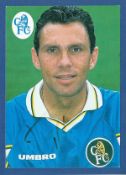 Football. Chelsea. Gus Poyet Signed Official Chelsea FC player mounts. 6x5 inches in size. Good