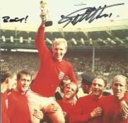 Geoff Hurst signed 6x6 1966 World Cup Final photo. Good condition. All autographs come with a