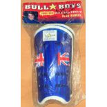 Football. Alan Hansen signed 'Bull Boys' Shinpads. Signed on the packaging label. Unopened,