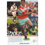 Rugby. Andy Farrell Signed 18x14 Colour Montage Photo. Limited Edition 76/500. Big Blue Tube