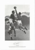 Roy Bentley signed 16x12 black and white print. Chelsea centre forward Roy Bentley enjoys a mid-