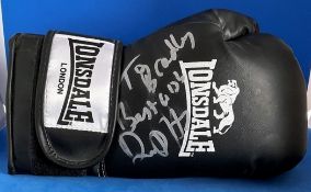 Boxing David Hayemaker Haye signed Lonsdale black boxing glove dedicated. David Deron Haye, born