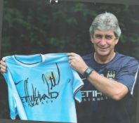 Football, Manuel Pellegrini signed 12x8 colour photograph. This photo does show some signs of wear