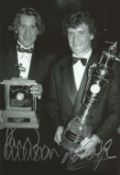 Paul Merson and Mark Hughes Man United Signed 10 x 8 inch football black and white photo. Good
