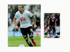 Football Bradley Johnson 16x12 overall Derby County mounted signature piece includes a signed colour