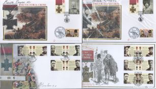 WW2. 4 Victoria Cross Handsigned FDCs with postmarks and stamps. Signatures include Keith Payne VC