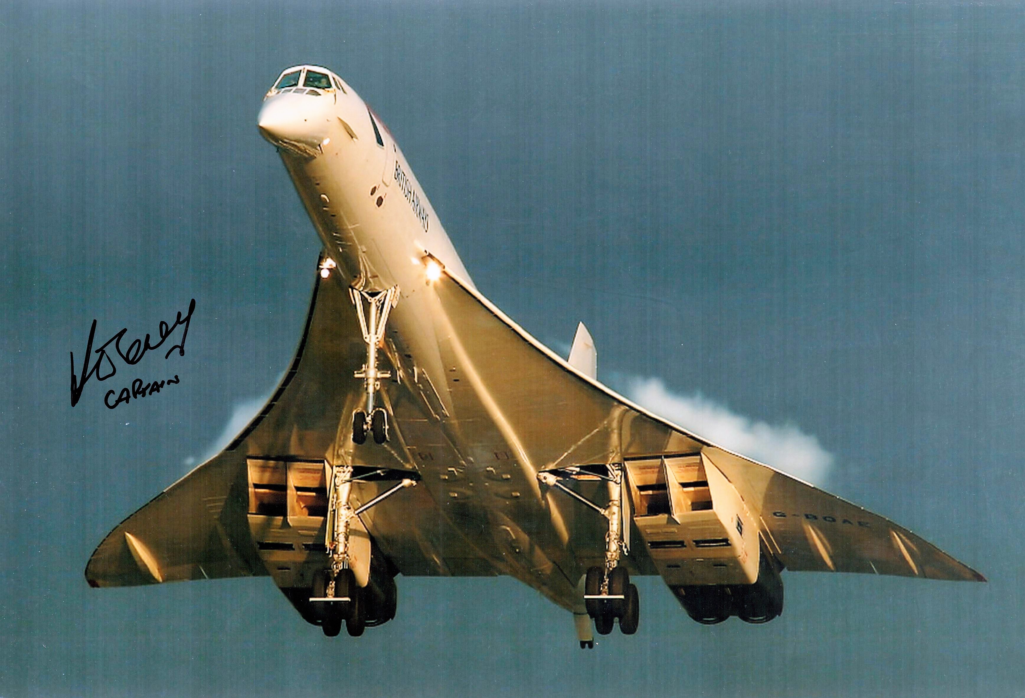 Concorde Captain David Leney signed 12 x 8 inch colour photo, stunning image showing underneath of
