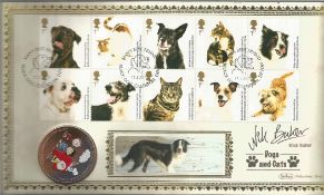 Nick Baker Signed Benham PMC Dogs and Cats postmarked 2011 The Medal has Charlie Brown, Snoopy,