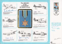 WW2. The Award of the Aircrew Europe Star DM Medals Cover Signed by Marshal of the RAF Sir Michael
