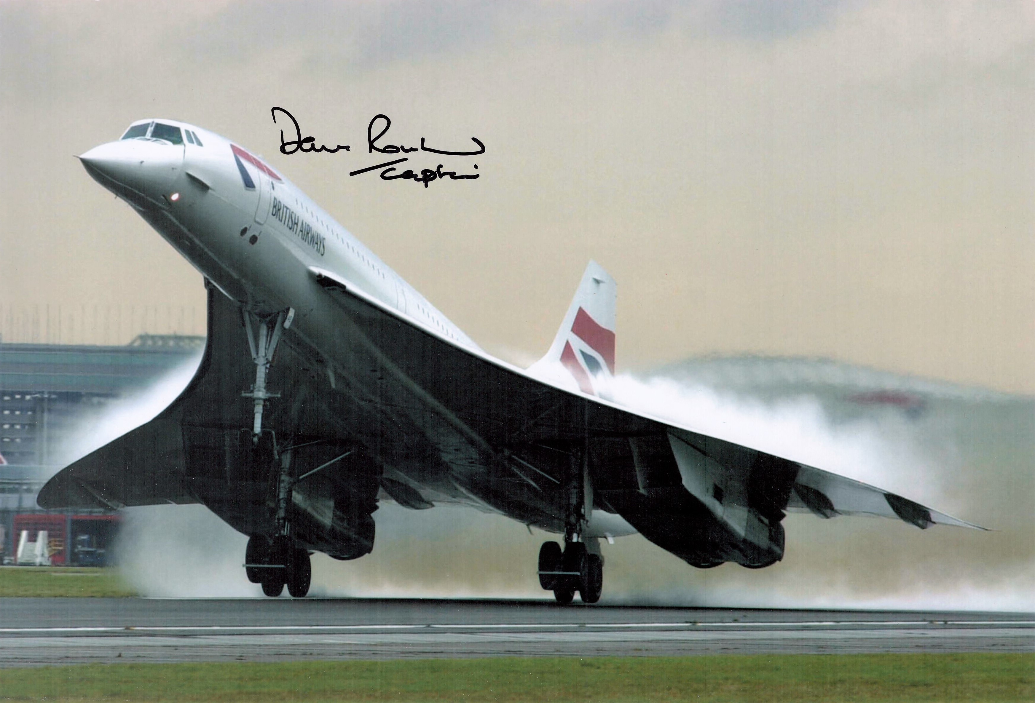 Concorde Captain Dave Rowland signed 12 x 8 inch colour photo. Good condition. All autographs come