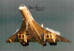Concorde Captain Dave Rowland signed 12 x 8 inch colour photo, stunning image showing underneath