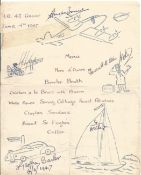 WW2 Multiple signed HQ 42 Group. 4 June 1947 Menu. Paper 7 wide x 8¾ tall folded twice. 23